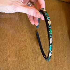 Real Prada Chic Black and Green Gemstone Headband